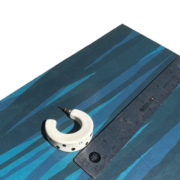 Vintage Jewelry Vtg Retro 8s Polka Dot Hoop Earrings Pin Up Girl